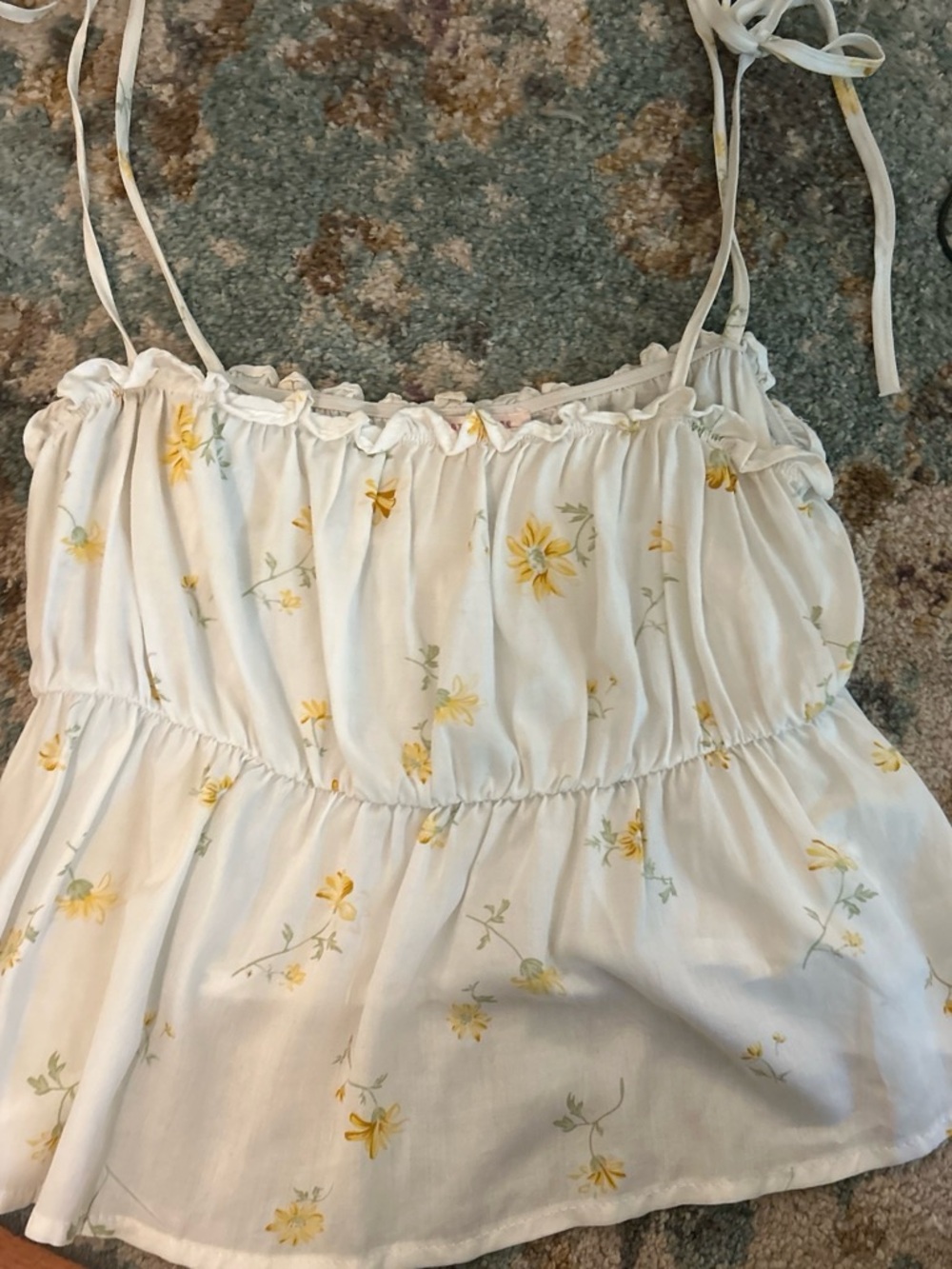 White Yellow Floral Tie-Strap Camisole Top